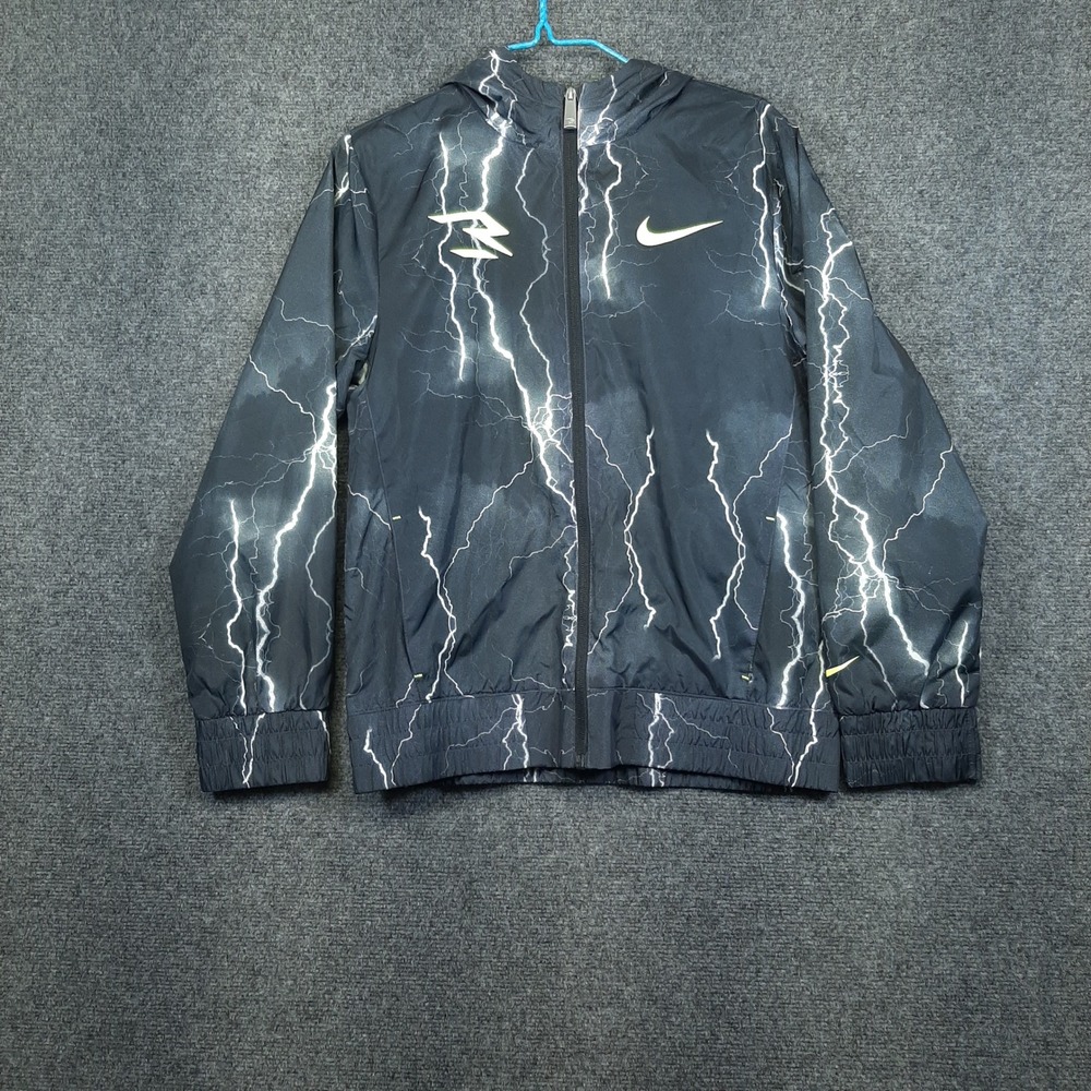 Nike 3 Brand Lightning Windbreaker 0457-023 Size L 12-13Y Black White Youth